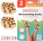 ZenToes Moisturizing Socks for Cracked Heel Treatment, Vitamin E, Olive Oil and Jojoba Oil Heel Socks, Stocking Stuffers for Women, Spa Self Care Gifts for Women (Cheetah, Regular)