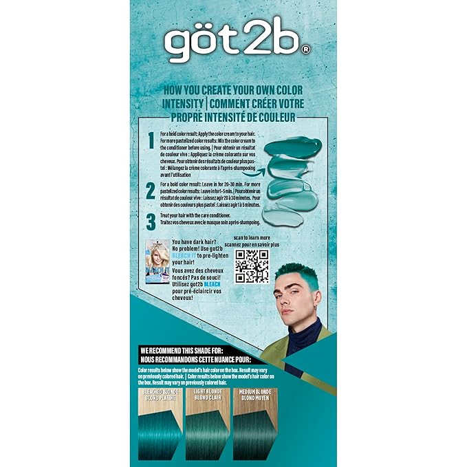 Got2b Color Remix, Customizable Semi-Permanent Hair Color, 097 Peacock Teal