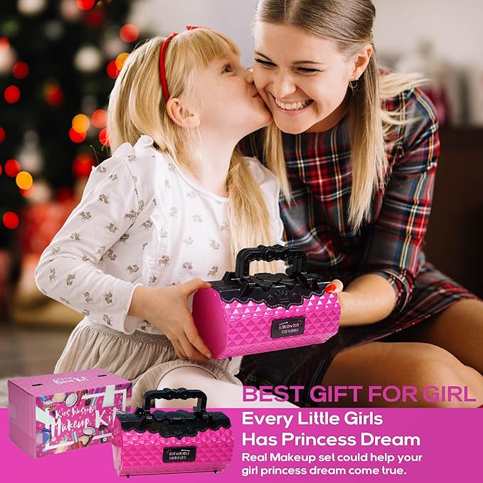 Kids Makeup Kit for Girl - 59 PCS Real and Safe Make up for Kids Girls, Washable Little Girls Makeup, Princess Toy Makeup Kit for Children, Girls Toys Age 4-12, Birthday Christmas Gifts for Girls