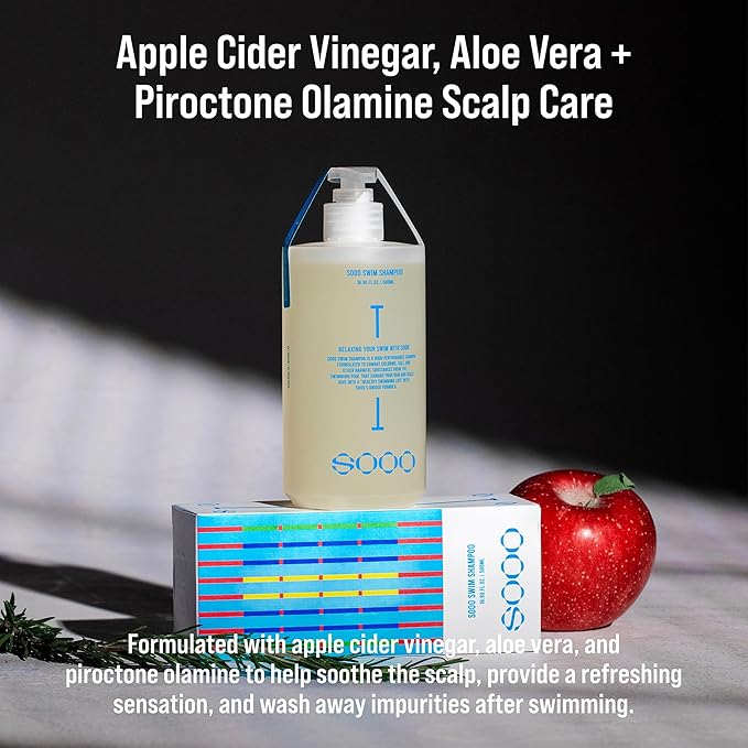 SOOO Swim Shampoo, Chlorine Removal After Swim Shampoo for Swimmers, Removes Salt & Residue, Refreshing dry itchy Scalp & Pool Odor, Citrus Scent, Silicone & Paraben-Free 7.43 fl. oz. (16.9 fl. oz.)