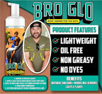 Bro Glo Self Tanner for The Boys - Quick Application Foam Mousse Easy Sunless Tan For Face and Body Oil Free Water Based Faster Skin Drying Natural Sun Kissed Bronze Color Perfect Men 6.76 FL oz