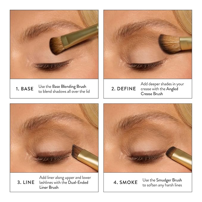 LAURA GELLER NEW YORK Shadow Skills 4-Piece Brush Set - Essential Eyeshadow Brushes - Pack of 4