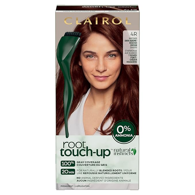 Clairol Root Touch-Up by Natural Instincts Permanent Hair Dye, 4R Dark Auburn Hair Color, Pack of 1