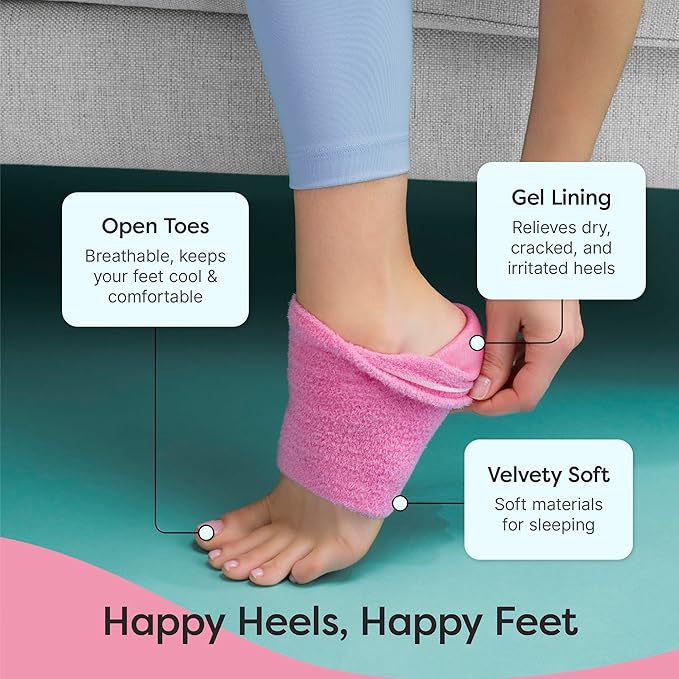 ZenToes Moisturizing Socks for Cracked Heel Treatment, Vitamin E, Olive Oil and Jojoba Oil Heel Socks, Stocking Stuffers for Women, Spa Self Care Gifts for Women (Pink with White Heart, Regular)