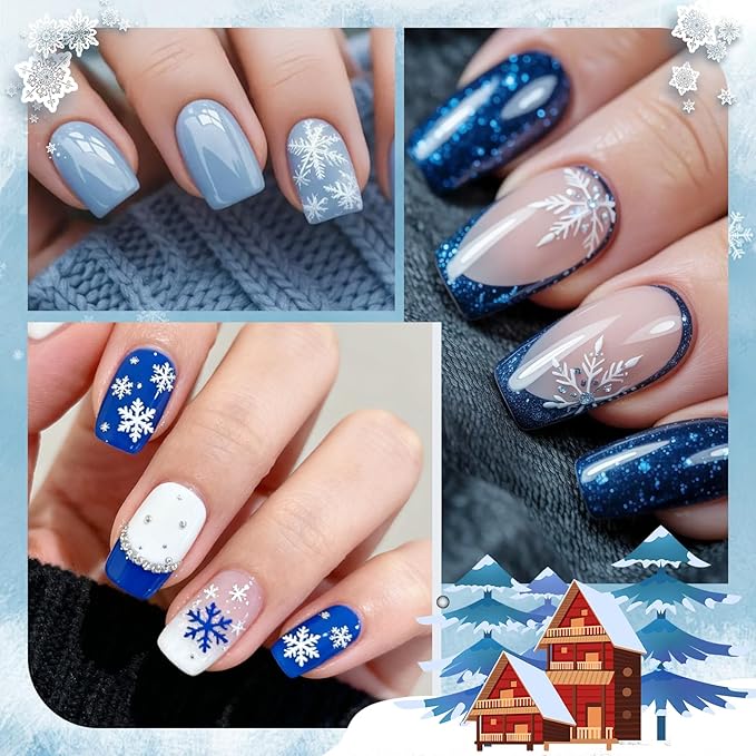 Born Pretty Christmas Blue Gel Nail Polish,Light Baby Sky Blue to Dark Navy Royal Shades 6 Colors Glitter Nail Gel Polish Kit Nail Art Manicure DIY Set Home and Salon Holiday Gifts