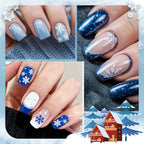 Born Pretty Christmas Blue Gel Nail Polish,Light Baby Sky Blue to Dark Navy Royal Shades 6 Colors Glitter Nail Gel Polish Kit Nail Art Manicure DIY Set Home and Salon Holiday Gifts