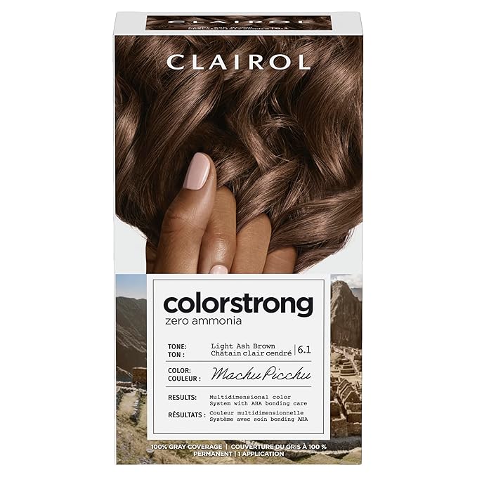 Clairol ColorStrong Permanent Zero Ammonia Hair Dye, 6.1 Light Ash Brown - Machu Picchu Hair Color, Pack of 1