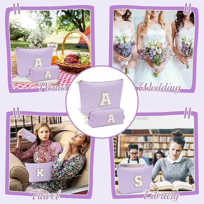 YOOLIFE Bridesmaid Gifts for Women - Cute Purple Makeup Bag for Women Friends | Make Up Cosmetic Travel Toiletry Bag for Bride Maid Matron of Honor Bridal Shower Personalized Bachelorette Gift B