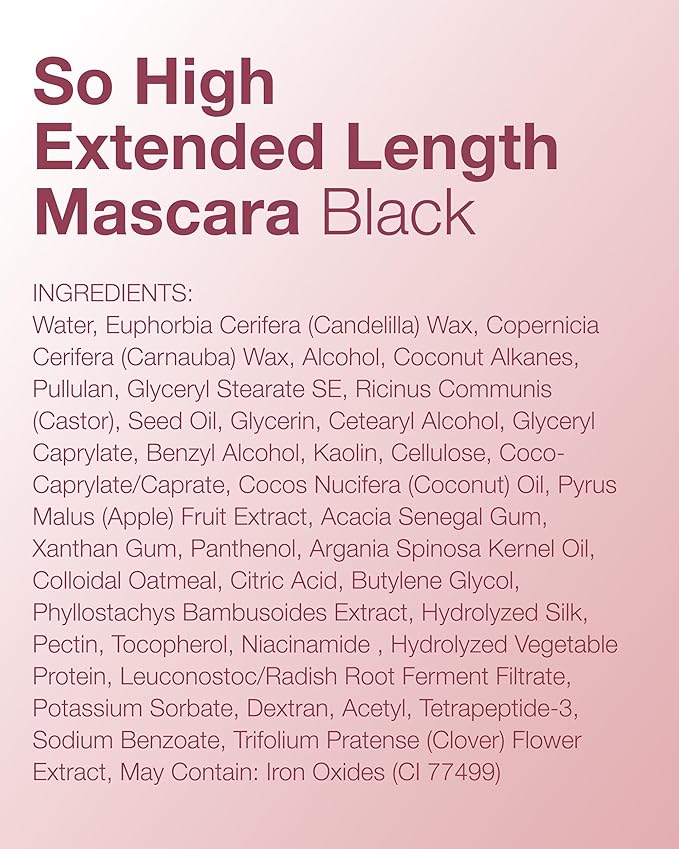Mineral Fusion So High Extended Length Mascara (Black) - Lengthening Formula For Look of Long, Lush Lashes - Hypoallergenic With Kaolin Clay for Long Wear - No Smudge or Clumps