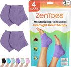 ZenToes Moisturizing Socks for Cracked Heel Treatment, Vitamin E, Olive Oil and Jojoba Oil Heel Socks, Stocking Stuffers for Women, Spa Self Care Gifts for Women (Fuzzy Lilac Purple, Regular)