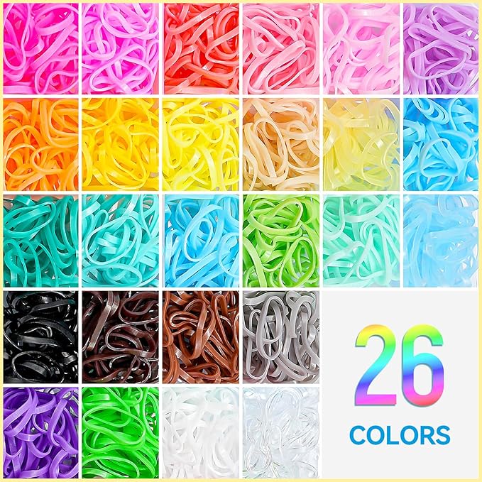 TsMADDTs Elastic Hair Ties, Colorful Hair Accessories for Baby Toddlers Kids Girls, 26 Colors Small Rubber Bands Set with Ties and Clips, Styling Tools
