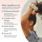 Kitsch & Mickey/Minnie Fabric Rhinestone Scrunchies for Girls and Women, Hair Scrunchies for All Hair Types, Perfect for Updo | Ideal Gifts for Women (Cream) - 1 Piece