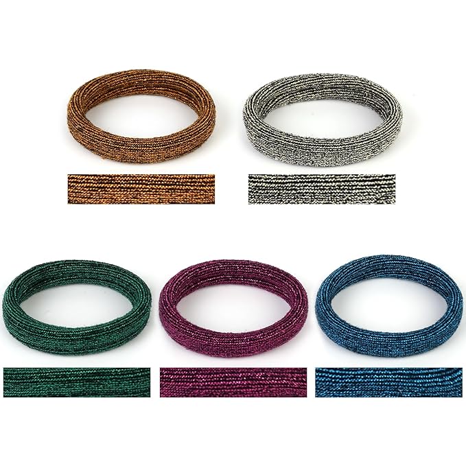 BAOLI 100PCS Seamless Hair Ties, Soft Ponytail Holders, Nylon Thick Hair Ties Bands, Large Hair Elastic Holder No Damage for Heavy Hair, 2 Inch in Diameter, 5 Colors with Gold Thread