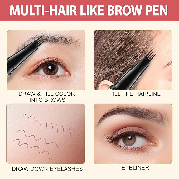 LAVONE Eyebrow Pen,2-IN-1 Dual-ended Waterproof Eyebrow Pencil,with 4 Tip Microblading Eyebrow Pen and Ultra-Precise Brow Pencil,Dual-ended Eyebrow Brush, for Natural Looking - Blonde 01