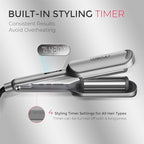 Curling Iron Hair Crimper Waver - TYMO ROVY Beach Waves Curling Wand, Ionic Deep Waver Hair Curler Tool with Ceramic 3 Barrel for Women, Dual Voltage, Anti-Scald, Easy to Use, Grey, 1.25 Inch