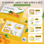 Turmeric Skin Care Set Christmas Gifts for Teens, Skincare Gift Set with Turmeric Soap, Oil, Cream & Scrub to Even Glow Tone, Hydrating Travel Skincare Set Natural Facial Kit for Women & Teen Girls