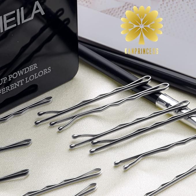 100PCS 2.4Inch Bobby Pins Silver,Pain-Free Bobby Pins for All Hair Types,Hair Pins for Women Girls,Hairpins for Buns with Box(Silver)