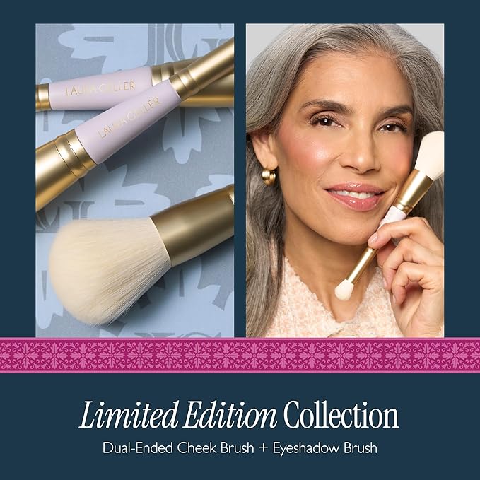 LAURA GELLER NEW YORK Limited-Edition Dual-Ended Cheek + Eyeshadow Brush, Travel-Friendly 2-in-1 Tool