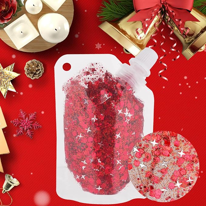 MEICOLY Red Body Glitter,Sparkling Christmas Face Glitter,Stocking Stuffers for Christmas,Glitter Face Paint for Women and Kids,Mermaid Sequins Chunky Glitter for Face,Body,Hair,Christmas Body Glitter