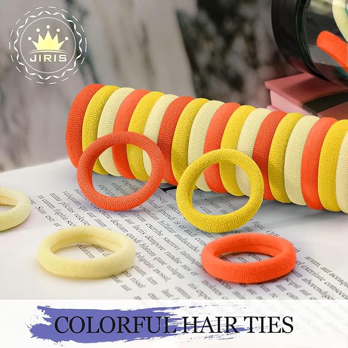 100PCS Hair Ties for Women And Kids, Seamless Thick Hair Bands, Elastic Baby Hair Ties No Damage Ponytail Holder, Cotton Toddler Hair Tie, No Crease Small Hair Tie For Toddler Girls (Orange)