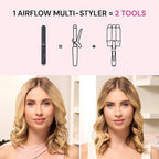 L'ANGE HAIR Le Duo Flex 360° Airflow Titanium Styler | Curling Iron with Adjustable Settings Creates Waves | Air Flow Styler Enhances Volume Locks | Dual Voltage Tool for All Hair Types (Black)