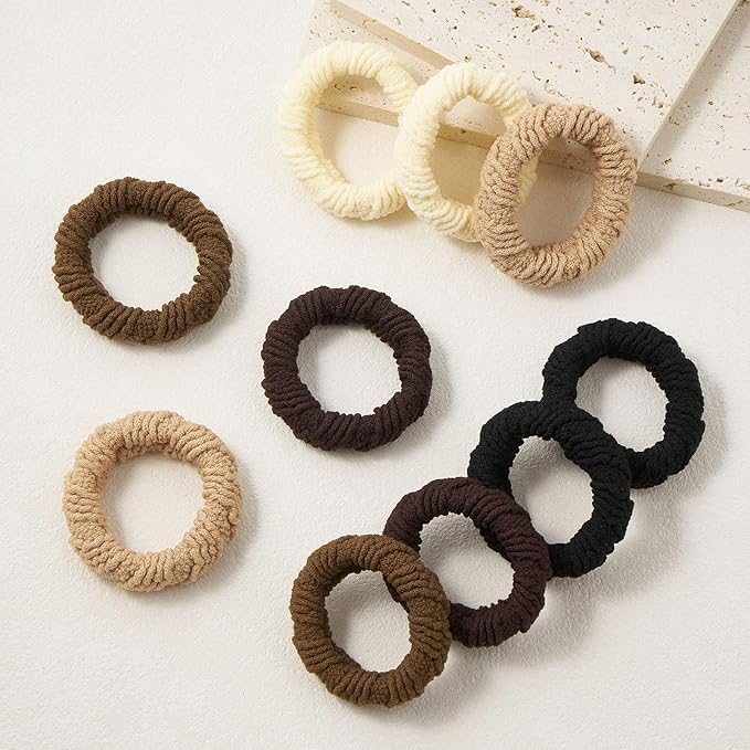 10 Pcs No Damage Hair Ties Thick Hair Elastic Rubber Bands Hair Accessories Scrunchies Seamless for Women
