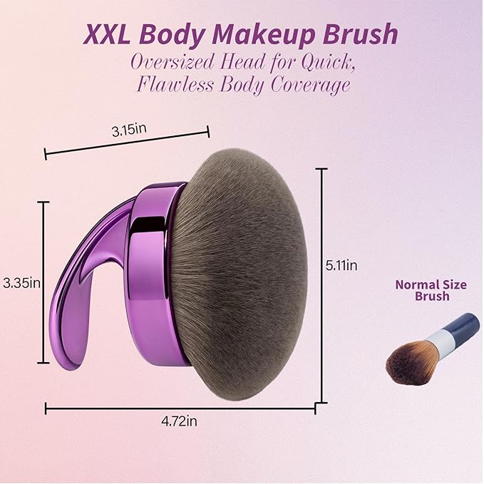 Blend & Blur Ultra Large Body Makeup Brush For Self Tanner, 5.11inch Wide-headed Kabuki Brush, Leg Makeup &Bronzer Self Tan Applicator Provides Effortless Pretty Finish, Blending Applicator- Purple