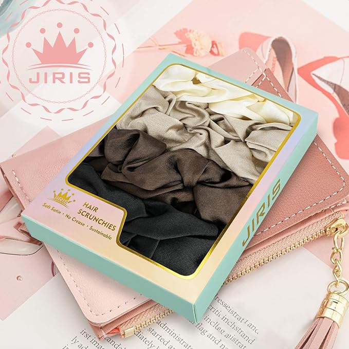 5Pcs Satin Scrunchies for Women, Softer Than Silk Scrunchies, Fashion No Crease Hair Ties for Thin Thick Hair,Soft Hair Bands No Damage for Girls, Ideal Gifts for Women (Set 1)