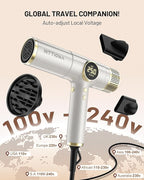 Infrared Ionic Hair Dryer with Diffuser - 2000W Dual Voltage Blow Dryer Gift for Women, Fast Drying, Frizz Control, Lightweight & Low Noise, Red Light & Negative Ions, European Travel 110V-240V