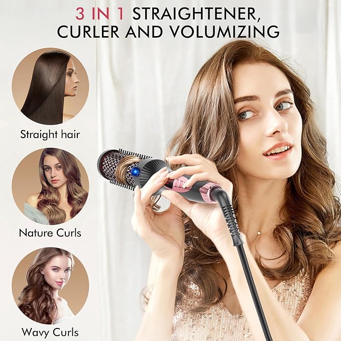 Betahouse Thermal Brush Curling Iron Brushes, 1.5 Inch Heated Round Styling for Blowout, Fast Heating Negative Ion Curling Brushes with 5 Temp Settings, Dual Voltage Hair Styling Tool