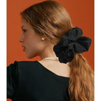 CEELGON Black Big Corduroy Scrunchie 6.5 Inches Jumbo Scrunchies Hair Ties Oversized Ponytail Holder for Thick Curly Hair Extra Large Hair Accessories for Women (Black)