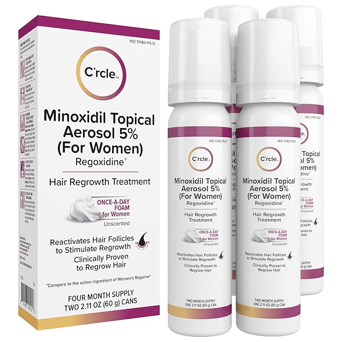 Minoxidil for Women 5% Foam - Helps Restore Top of Scalp Hair Loss and Support Hair Growth for Women, Regrowth with Unscented Topical Treatment for Thinning Hair (5% Foam 8-Month Supply)