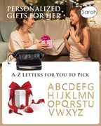 Gifts for Friends Female Mom, Initial Makeup Bag, Personalized Double Layer Cosmetic Bag with Makeup Brush Organizer, Waterproof, Large Capacity PU Leather Travel Toiletry Bag, Gift for Wife