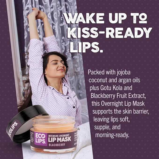 Eco Lips Daily Plumping Lip Mask with Hyaluronic Acid + Overnight Intensive Lip Mask with Gotu Kola 2-pack by Eco Lips 100% Natural. Made in USA