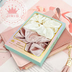 2Pcs Big Rose Printed Satin Scrunchies for Women, Softer Than Silk Scrunchies, Fashion No Crease Hair Ties for Thin Thick Hair,Soft Hair Bands No Damage for Girls, Ideal Gifts for Women (Set 8)