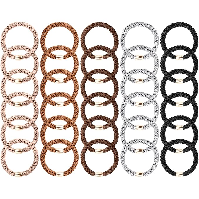 Hair Ties No Damage, Funtopia 30 Pcs Ponytail Holders Braided Hair Ties for Thick Hair, Elastics Hair Bands for Women Hair