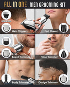 Ufree Beard Trimmer for Men, Waterproof Electric Razor for Nose, Body, Face & Mustache, Cordless Hair Clippers Shavers Grooming Kit, Gifts for Men Husband Father