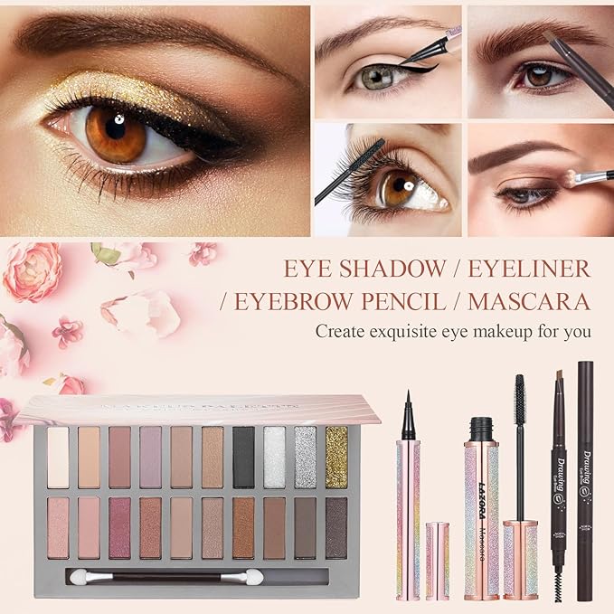 LAZORA Makeup Kit for Women Full Kit Makeup Set Multipurpose Bundle Holiday Gift Box Essential Starter Bundle Include Full Makeup Kit for Girl (Box2)