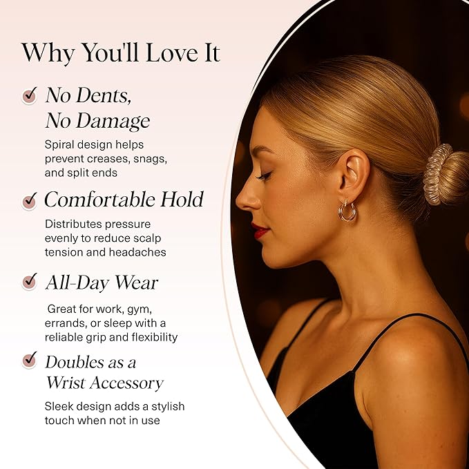 Kitsch Spiral Hair Ties for Women - Creaseless and Dent-free Coil Hair Ties | No Damage, Phone Cord Coils | Made of Flexible and Durable Plastic | Ideal Gifts for Women | 8pcs (Blonde)