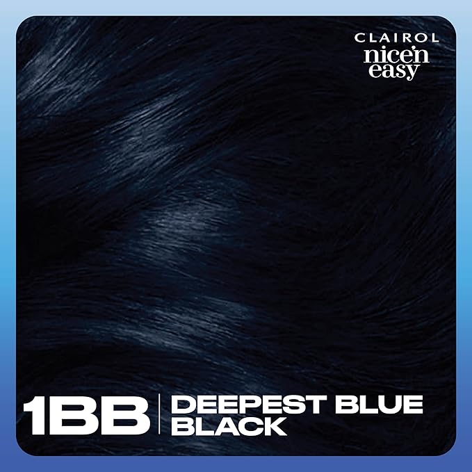 Clairol Nice'n Easy Permanent Hair Dye, 1BB deepest blue black Hair Color, Pack of 1