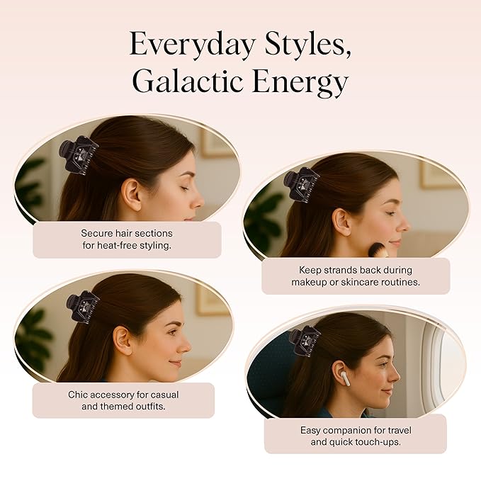 Kitsch x Star Wars Darth Vader Glitter Medium Hair Clip for Women – Dark Side Galaxy-Inspired Claw Clip | Recycled Plastic, Strong Secure Grip | Ideal Gifts for Women, Hair Accessories for Girls