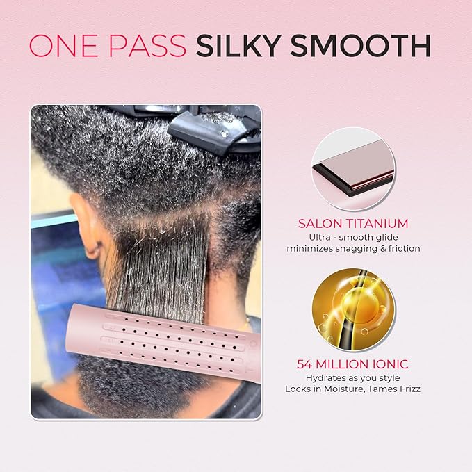 TYMO Airflow 2.0 Curling Iron Flat Iron - Hair Straightener and Curler 2 in 1, 1.25 Inch Curling Wand for Long Short Hair, Dual Voltage for Travel, 54 Million Ionic, Anti-Tangle, 5 Temps, Pink