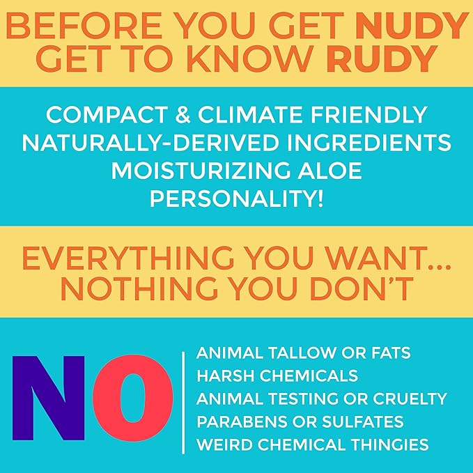 Nudy Rudy Berrylicious 2 Pack, Liquid Body Wash Bundle with Bonus Soap Bar, Aloe Vera and Vitamin E, Moisturizing Shower Gel, Body Wash and Bar Soap for Men and Women 16.9 fl oz and 4.2 oz