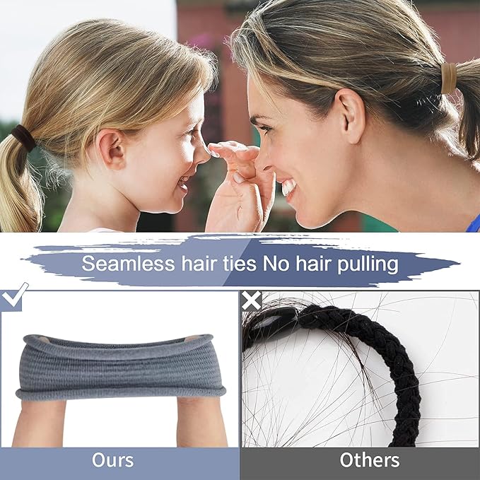 100PCS Elastic Cotton Hair Bands, Seamless No-Damage Ponytail Holders for Thick or Thin Hair, Soft Hair Accessories for Women and Girls, Coral Color