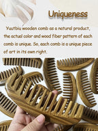 Wide Tooth Green Sandalwood Detangler Comb - Wooden Hair Comb for Natural Hair, Curly/Thick Hair Knot Remover (No Handle, Scented Wood)
