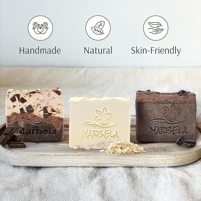 Marbela Cosmetics Santa's Cookies Gift Box - Chocolate Chunk, Natural Oats & Espresso Handmade Soaps