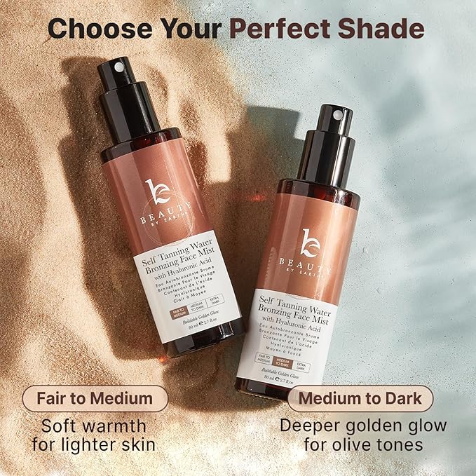 Bronzing Face Tanner Spray Mist, Sunless Face Tanning Water, USA Made with Natural & Organic Ingredients