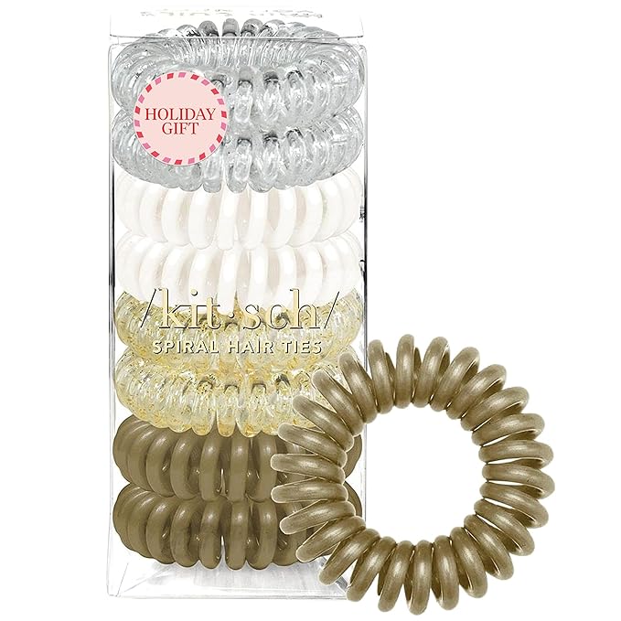 Kitsch Spiral Hair Ties for Women - Creaseless and Dent-free Coil Hair Ties | No Damage, Phone Cord Coils | Made of Flexible and Durable Plastic | Ideal Gifts for Women | 8pcs (Blonde)