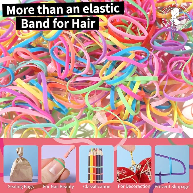 Teenitor Hair Ties,Hair Rubber Bands for Kids Girls Thin Small Hair Elastics,Colors,300pcs