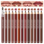 12 Colors Lip Liner Set Lip Liner Pencil Natural Nude Brown Matte Lip Liner Long Lasting Smooth Lip Pencil for Daily Lip Makeup